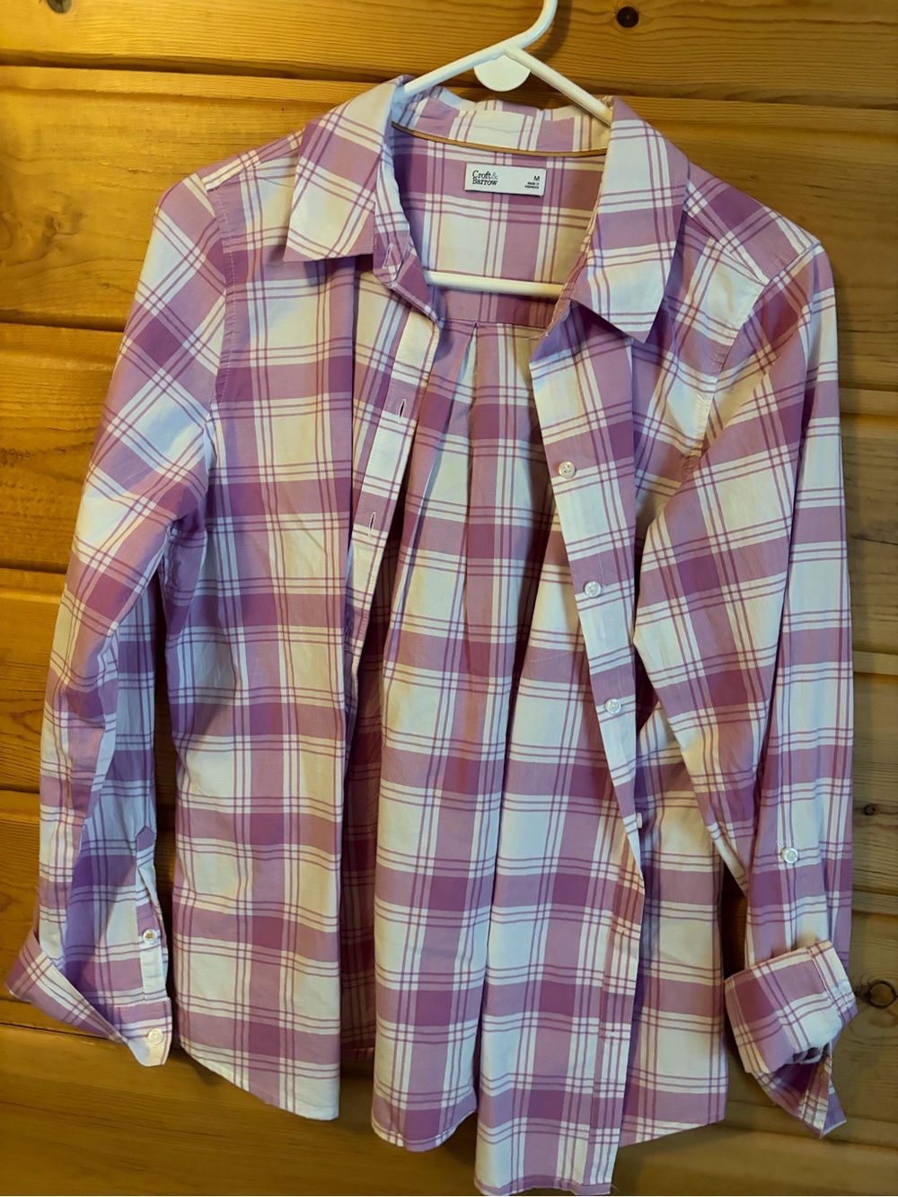croft & barrow Purple and White Plaid Button-Down Shirt
